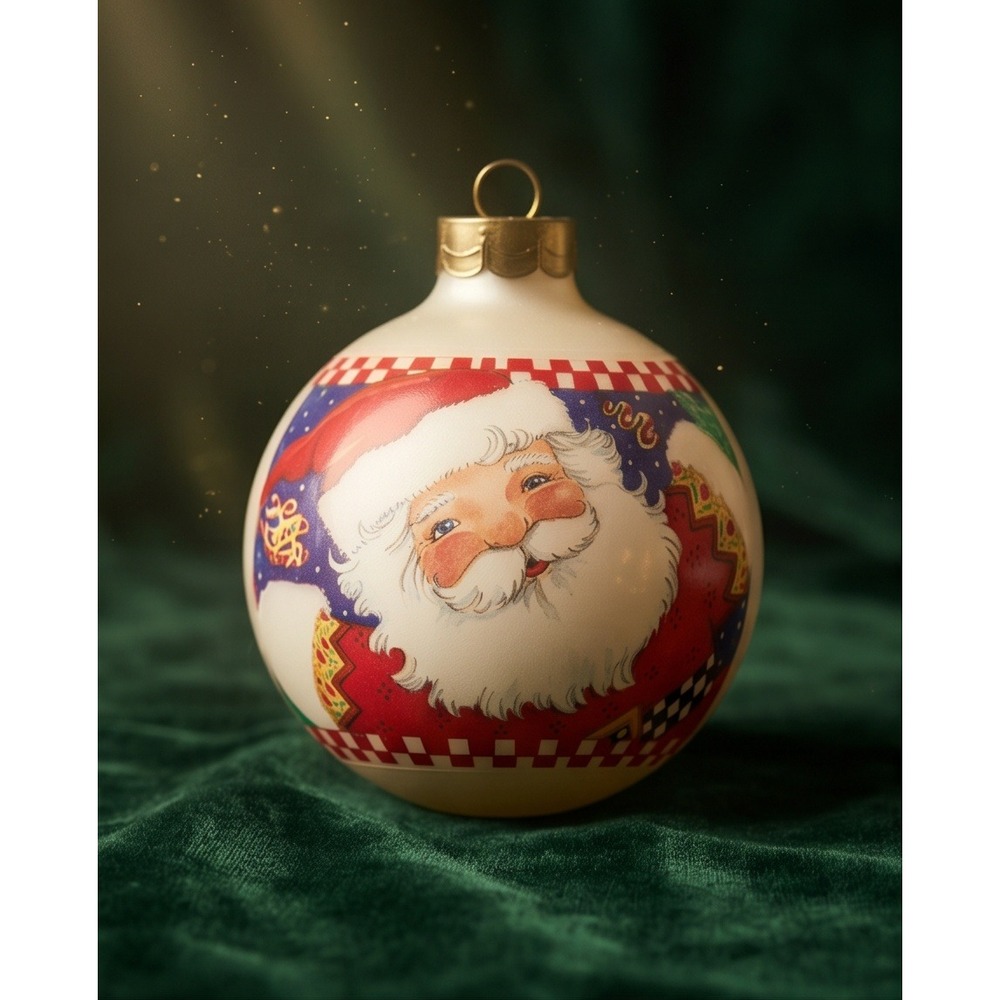 Hallmark Keepsake 1995 Mary Engelbreit Santa Glass Ball Ornament QX2409